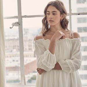 Mustard Seed Off White Detailed Woven Dress